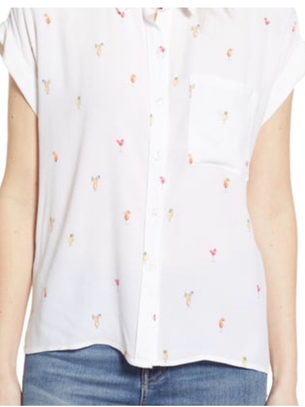 🍹Rails Whitney lvory Cocktail Drink Hour Print Button Up Shirt Small euc🍹